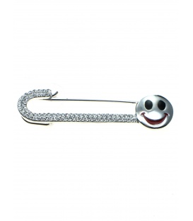 Mooie sjaalspeld, veiligheidsspeld met strass steentjes en smiley