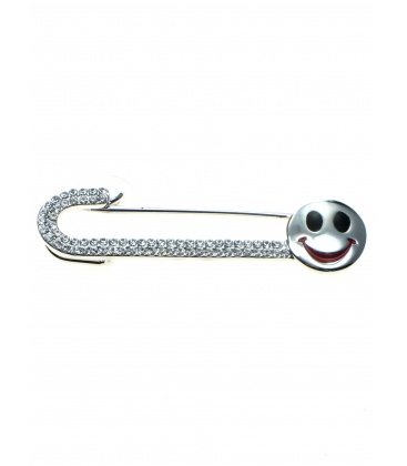 Mooie sjaalspeld, veiligheidsspeld met strass steentjes en smiley