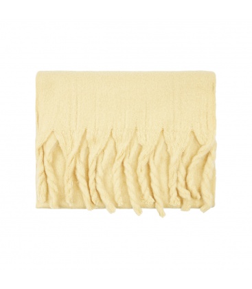Leuke gele wintersjaal met gedraaide franjes