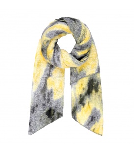 Gele sjaal met gekleurde werveling patroon