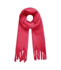 Wintersjaal effen kleur fuchsia met franjes
