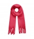 Wintersjaal effen kleur fuchsia met franjes