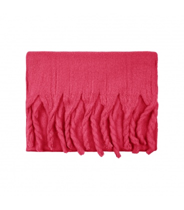 Wintersjaal effen kleur fuchsia met franjes