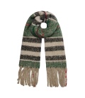 Groen gestreepte winter sjaal