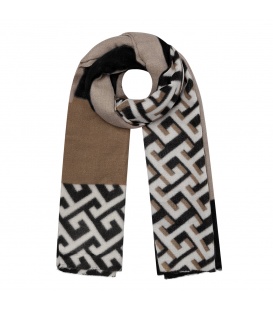 Bruine gekleurde warme sjaal met print