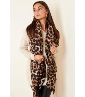  Bruine Winter Sjaal met Dierenprint - Trendy en Warm