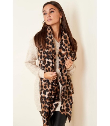  Bruine Winter Sjaal met Dierenprint - Trendy en Warm