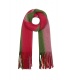 Groen rode warme winter sjaal met franjes