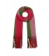 Trendy Groen Rode Winter Sjaal met Franjes - Warme Fashion Accessoire
