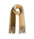 Camel gekleurde winter sjaal met franje