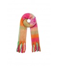 Fuchsia roze geblokte winter sjaal 