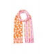 Oranje, roze zomer sjaal met hartjes en tekst
