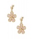 Goudkleurige oorhangers met bloemen bedel en roze glas steentjes