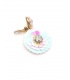 Oorclips wit, roze met iriserende lagen en kristalaccent