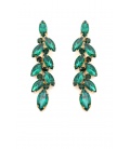 Prachtige groene lange oorclips met glas steentjes in goudkleurige setting