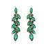 Prachtige groene lange oorclips met glas steentjes in goudkleurige setting