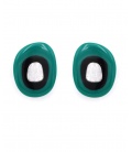 Groen met zwarte ovale oorclips met Zilverkleurige inleg