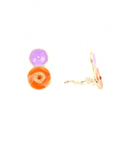 Oorclips oranje met paars en goudkleurige rand