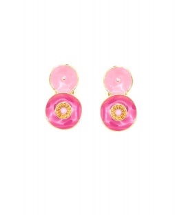 Oorclips in 2 kleuren roze goudkleurige rand