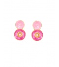 Oorclips in 2 kleuren roze goudkleurige rand