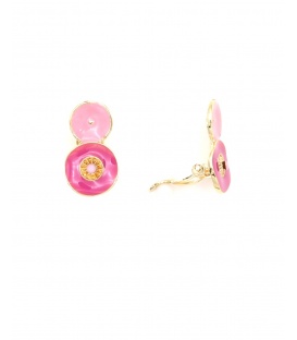 Oorclips in 2 kleuren roze goudkleurige rand