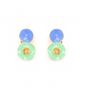 Oorclips groen met blauw en goudkleurige rand