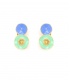 Oorclips groen met blauw en goudkleurige rand