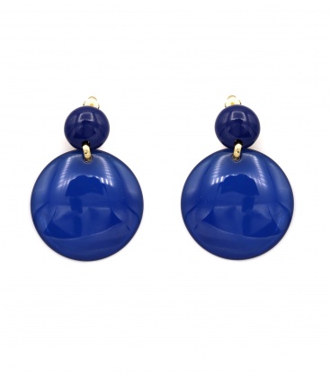 Oorclips blauw met een transparante hanger