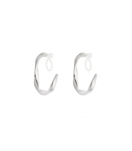 Oorclips zilverkleurig gedraaide vorm en kunststof clipje