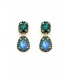 Blauwe oorclips met grote strass stenen