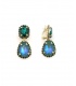 Blauwe oorclips met grote strass stenen