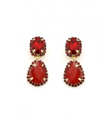 Blauwe oorclips met grote strass stenen