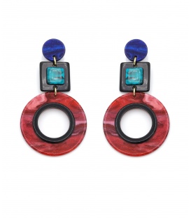 Bruine stevige oorclips met gekleurde hanger