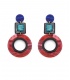 Oorclips Blauw ,groen, en een rode cirkel