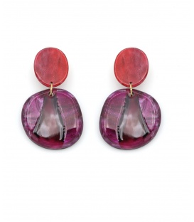 Oorclips blauw en roze met vlakken design