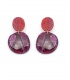 Oorclips met roze en paarse gemarmerde hanger