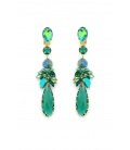 Oorclips met groene kristallen en facetgeslepen hanger