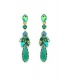 Oorclips met groene kristallen en facetgeslepen hanger