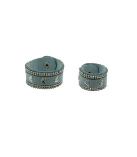 Blauwe scarvelets, sjaal riem met strass hartjes